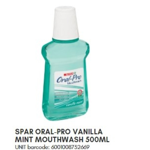 SPAR ORAL PRO M/WASH VAN MINT 500ML(RF)